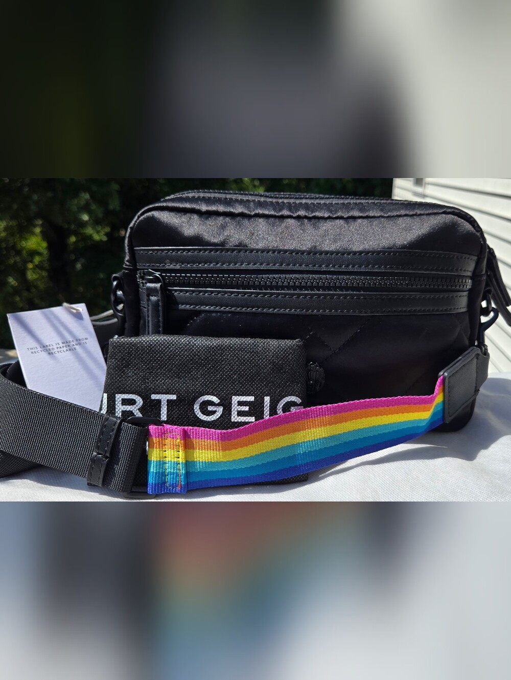 NWT Kurt Geiger London Rainbow Quilted Recycled Nylon Crossbody Bag w/Dust Bag - Picture 12 of 12